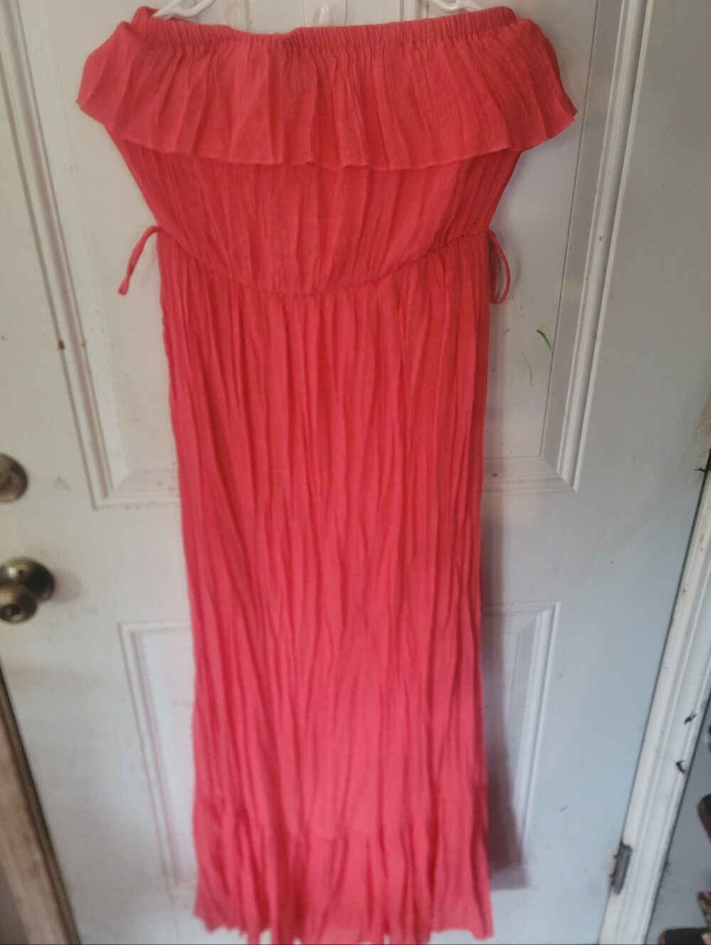 Miss Avenue Coral Off-Shoulder Maxi